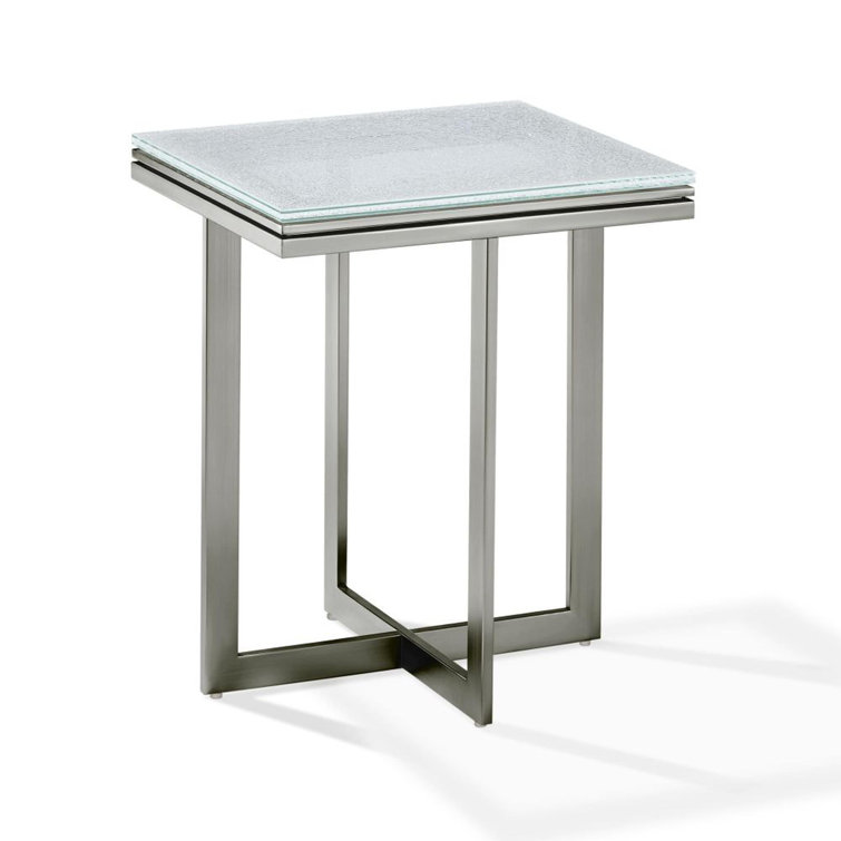 Wade Logan® Breella Glass Top Cross Legs End Table Wayfair Canada